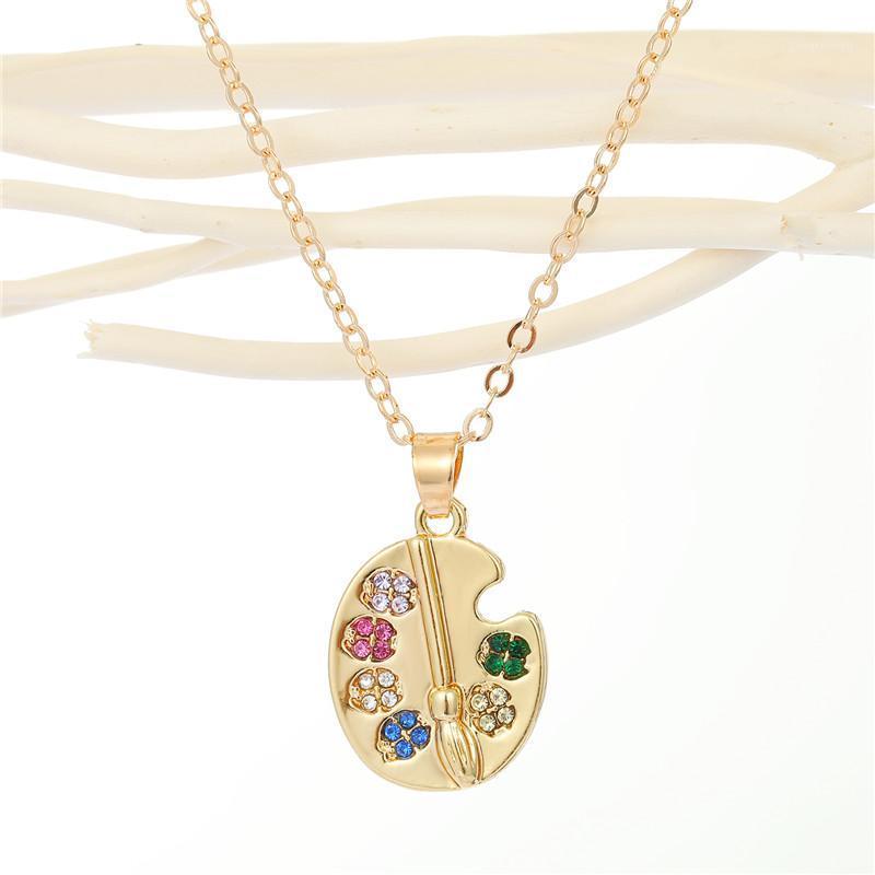 Pendant Necklaces 1PC Funny Cute Colorful Zircon Palette Candy Necklace For Women Creative Metal Sweet Choker Chain Jewelry N173
Pendant Necklaces 1PC Funny Cute Colorful Zircon Palette Candy Necklace For Women Creative Metal Sweet Choker Chain Jewelry N173