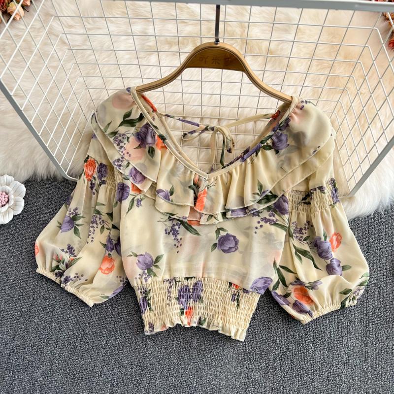 Women's Blouses & Shirts Ruffle V Neck Floral Print Vintage Butterfly Fashion Blouse Woman Chic Crop Top Femme Blusas Casual Women ClothesWo, White
Women's Blouses & Shirts Ruffle V Neck Floral Print Vintage Butterfly Fashion Blouse Woman Chic Crop Top Femme Blusas Casual Women ClothesWo, White