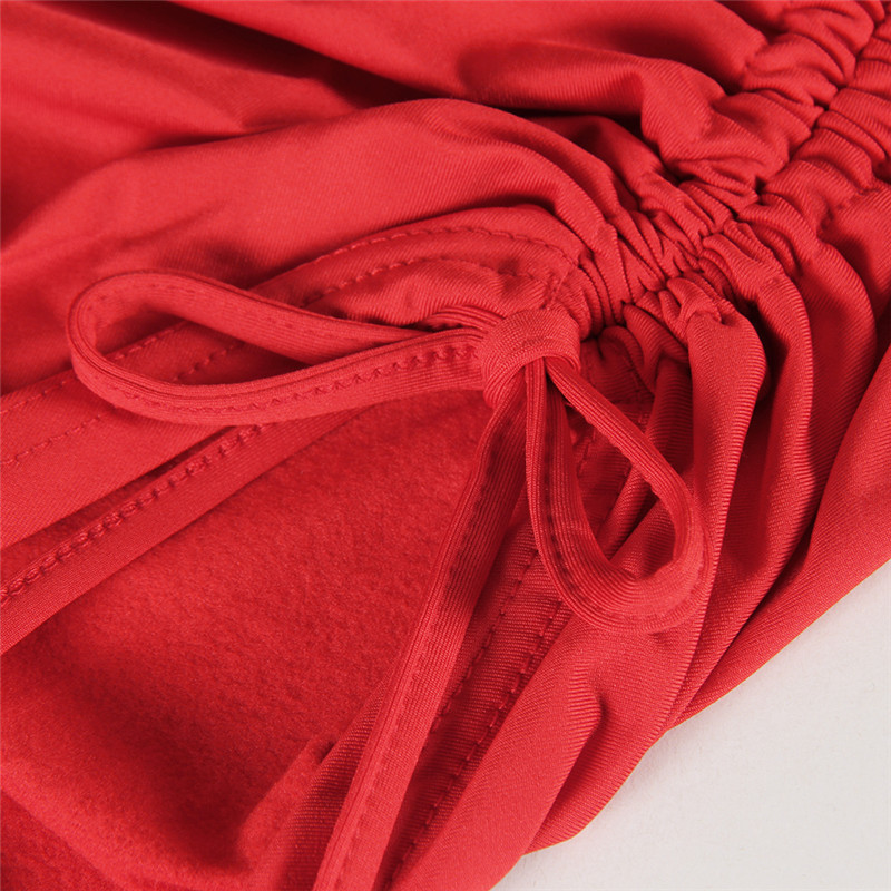 High Waist Lace Up Mini Skirts Womens Ruched Drawstring Hip Sexy Tight Slit Skirt Club Wrinkled Irregular Orange Pary G1860 220317