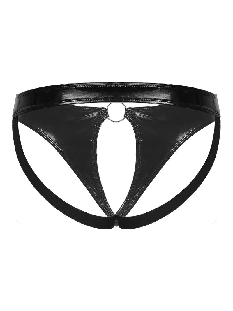 Underpants Sexy Fashion Mens Wet Look Patent Leather Hollow Out G-string Low Waist O Ring Crotchless Thongs Underwear Nightwear, Black;white
Underpants Sexy Fashion Mens Wet Look Patent Leather Hollow Out G-string Low Waist O Ring Crotchless Thongs Underwear Nightwear, Black;white