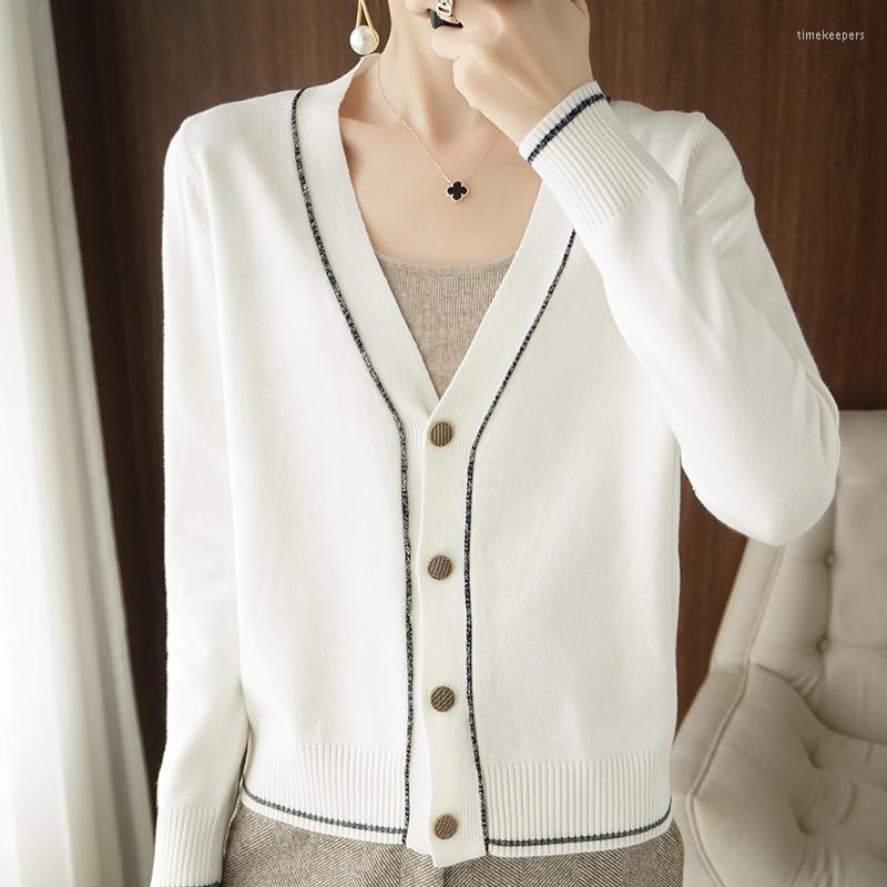 Women's Knits & Tees Worsted V-Neck Knitted Cardigan Sweater 2022 Spring Autumn Top Loose Short Thin Coats Korean Style Fashion Time22, White
Women's Knits & Tees Worsted V-Neck Knitted Cardigan Sweater 2022 Spring Autumn Top Loose Short Thin Coats Korean Style Fashion Time22, White