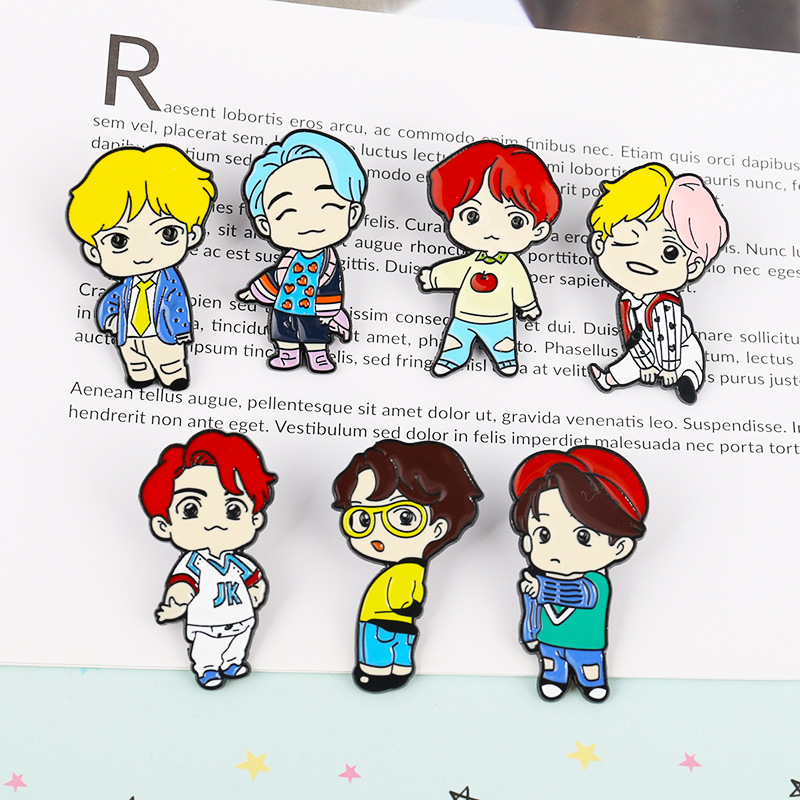 Bangtan Boys Enamel Pins Cartoon Brooches Pins The 7 JUNG KOOK JIMIN JIN SUGA J-HOPE Idol Men's Group Gifts Fans Wholesale, Mixed colors
Bangtan Boys Enamel Pins Cartoon Brooches Pins The 7 JUNG KOOK JIMIN JIN SUGA J-HOPE Idol Men's Group Gifts Fans Wholesale, Mixed colors