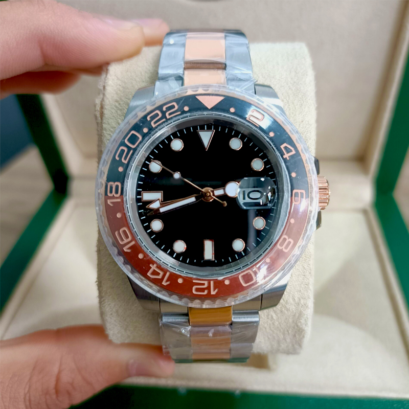 Montre De Luxe Men's watch GMT Wristwatches 40mm automatic mechanical ceramic clock dial stainless steel strap folding buckle watch classic designer watches
Montre De Luxe Men's watch GMT Wristwatches 40mm automatic mechanical ceramic clock dial stainless steel strap folding buckle watch classic designer watches