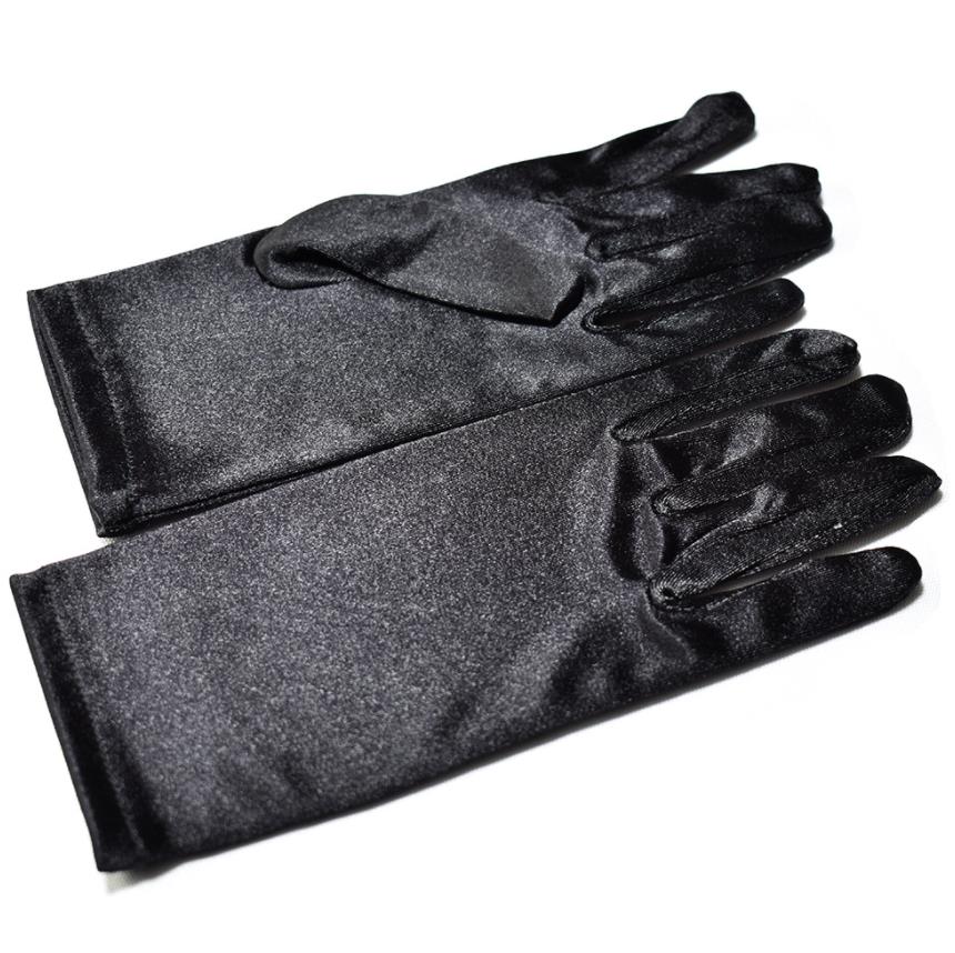 Short Satin Gloves Opera Banquet Wrist Length Glove Costume Accessories Wedding Bridal Gown Gloves for Party Supplies Black White Red