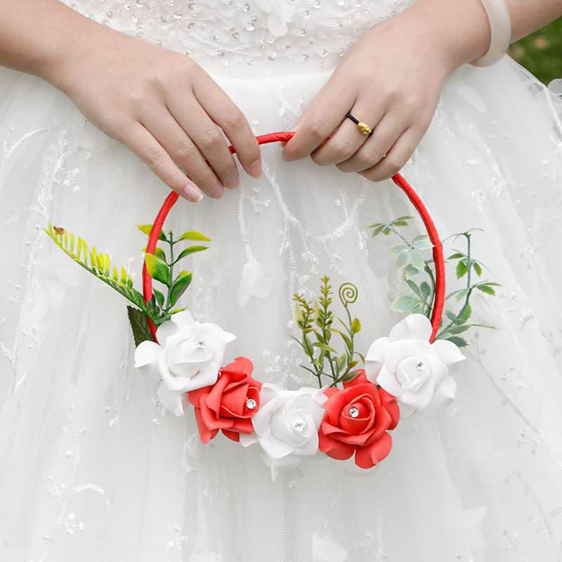 Bride wedding hand-held garland new simulation flower wedding garland cross-border party props Western-style hand-held flower decoration