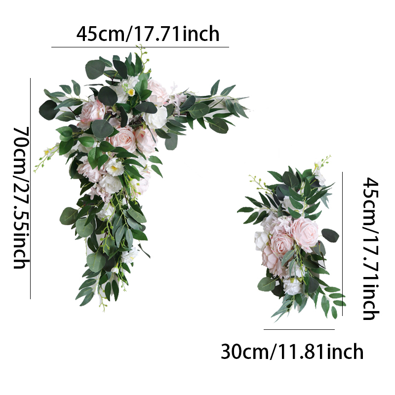 2pcs Pink Artificial Wedding Flowers Arch Props Welcome Card Sign Garland Decor Hanging Flower Row Backdrop Wall Window Arrange 220406