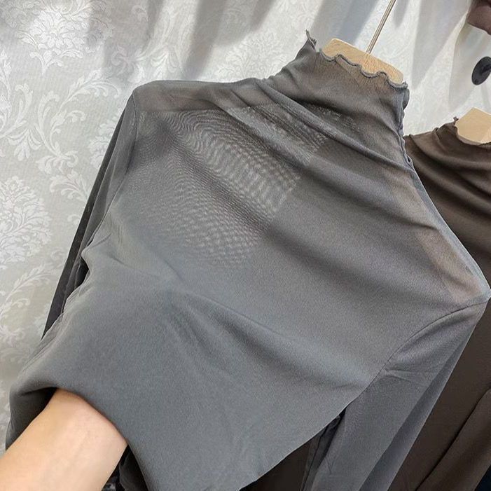 High neck mesh lace bottoming shirt women s autumn and winter all match long sleeved wooden ear T shirt top P6 1073 220714
High neck mesh lace bottoming shirt women s autumn and winter all match long sleeved wooden ear T shirt top P6 1073 220714