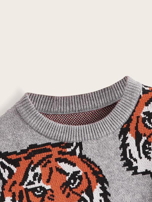 Toddler Boys Tiger Pattern Sweater SHE01