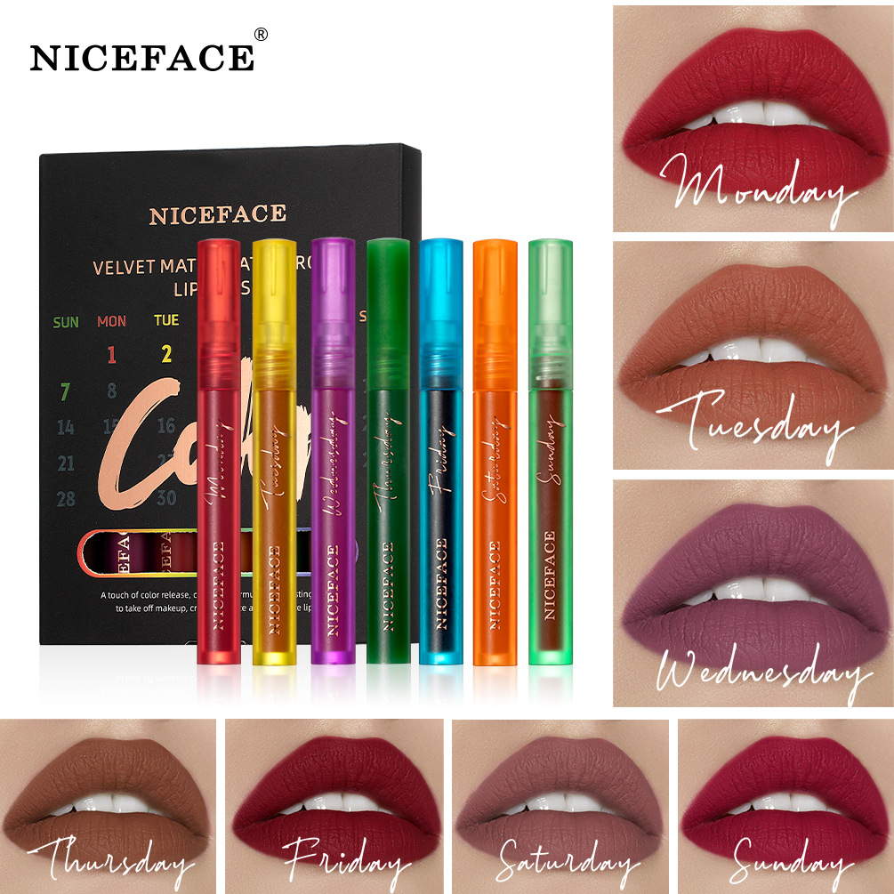7PCS/Set Niceface Liquid Lipstick Non Stick Cup Waterproof Lip Gloss Velvet Matte Lip Glaze Set for A Week
7PCS/Set Niceface Liquid Lipstick Non Stick Cup Waterproof Lip Gloss Velvet Matte Lip Glaze Set for A Week