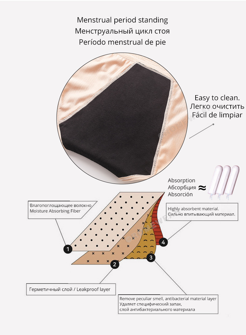 3Pcs 4-Layers Menstrual Period Panties For Women Incontinence Underwear Heavy Absorbent Leakproof Lingerie Quality Nylon Briefs 220511