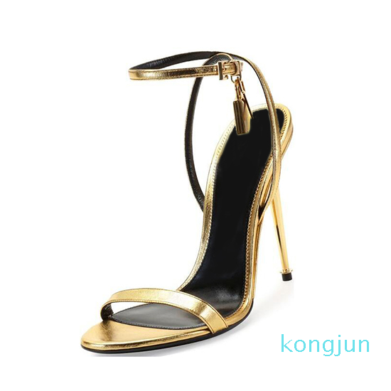 

Fashion-Runway Summer Shoes Woman Sexy Open Toe Padlock Sandalia Feminina Stiletto High Heels Ankle Strap Sandals Women, Black suede