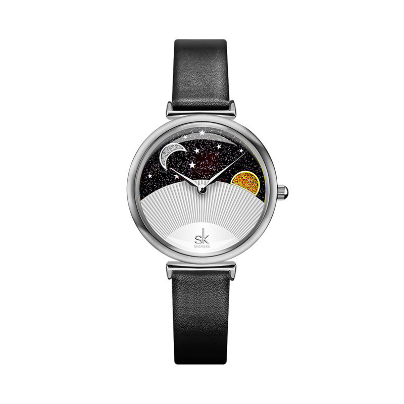 Fashion ladies watch waterproof sun and moon with starry sky creative personality quartz watch, Other
Fashion ladies watch waterproof sun and moon with starry sky creative personality quartz watch, Other