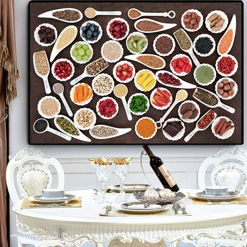 Grains Spices Spoon Pepper Canvas Painting Kitchen Cuadros Scandinavian Posters and Prints Wall Art Foods Picture for Living Roo
Grains Spices Spoon Pepper Canvas Painting Kitchen Cuadros Scandinavian Posters and Prints Wall Art Foods Picture for Living Roo