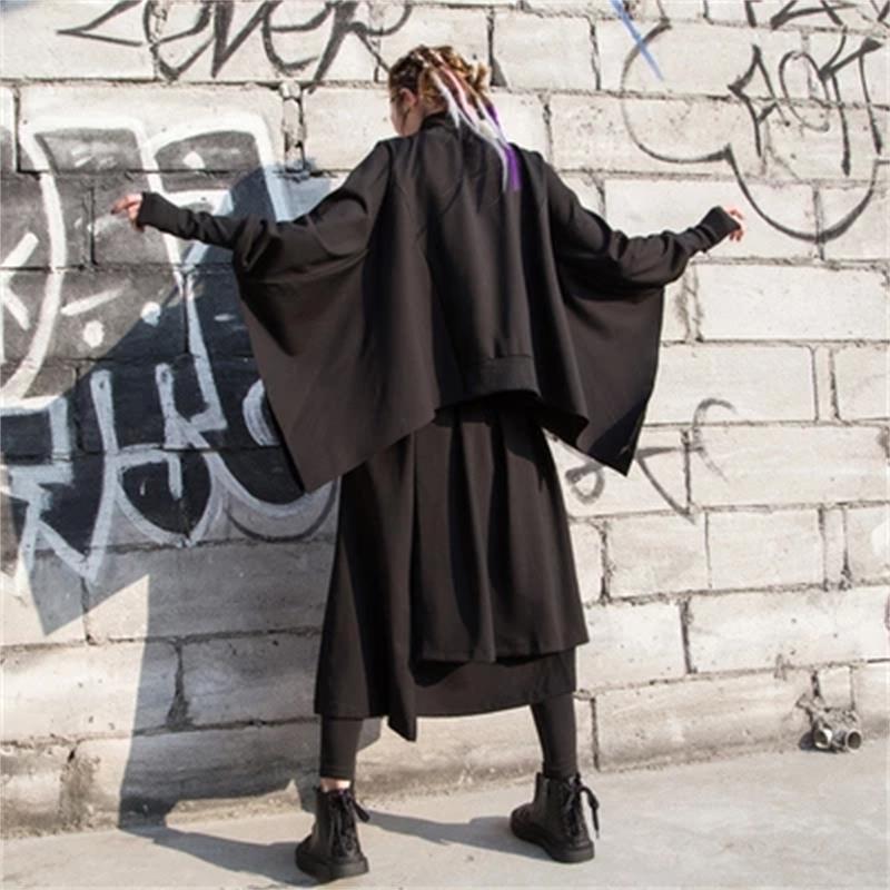 European station Spring and autumn fashion suit women loose longsleeved Turtleneck pleated skirt twopiece suit 220817