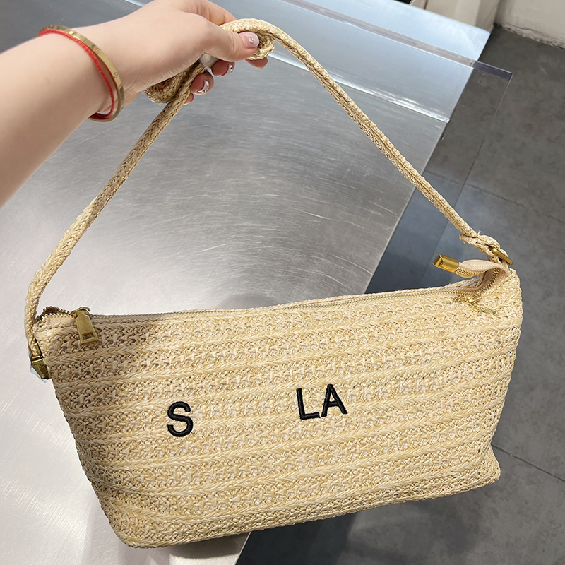 Straw Baguette Bags Women Handbag Shoulder Bag Messenger Crossbody Bag Embroidery Letters Hardware Letter Metal Zipper High Quality Wallets, Beige
Straw Baguette Bags Women Handbag Shoulder Bag Messenger Crossbody Bag Embroidery Letters Hardware Letter Metal Zipper High Quality Wallets, Beige