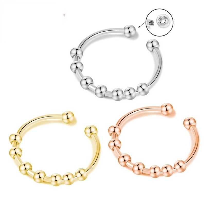 Rotate Freely Anti Stress Anxiety Ring Women Adjustable Stainless Steel DIY Beads Spinner Fidget Anillo Ansiedad 220615
Rotate Freely Anti Stress Anxiety Ring Women Adjustable Stainless Steel DIY Beads Spinner Fidget Anillo Ansiedad 220615