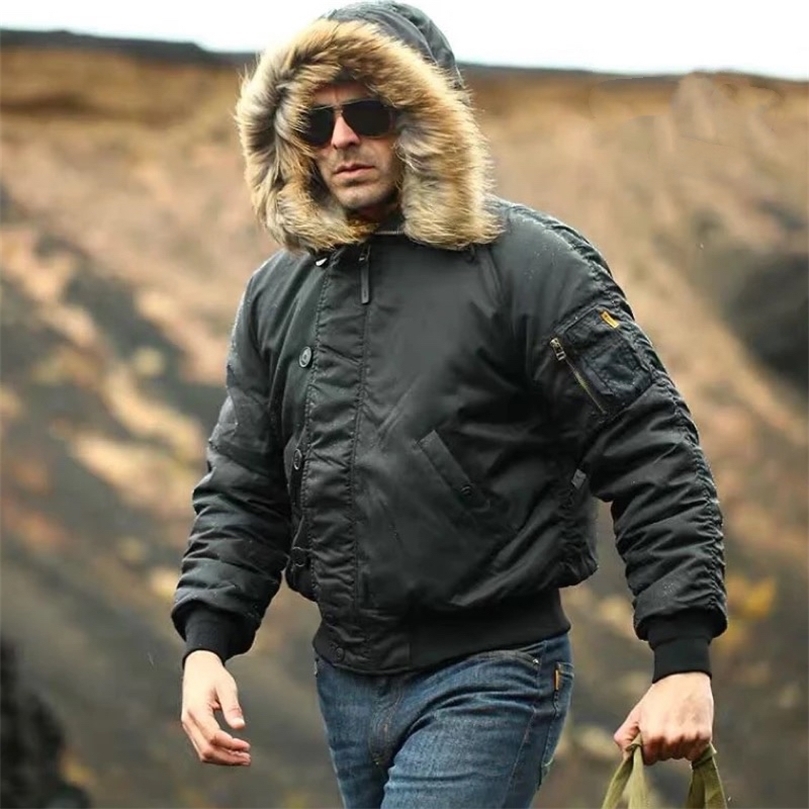 Men's winter short Alaska 4 colors with artificial fur and hood High quality 201127