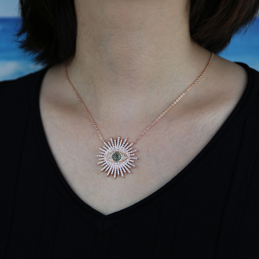 Evil Eye Pendant Necklace | 5A Cubic Zirconia Geometric Pendants for Women