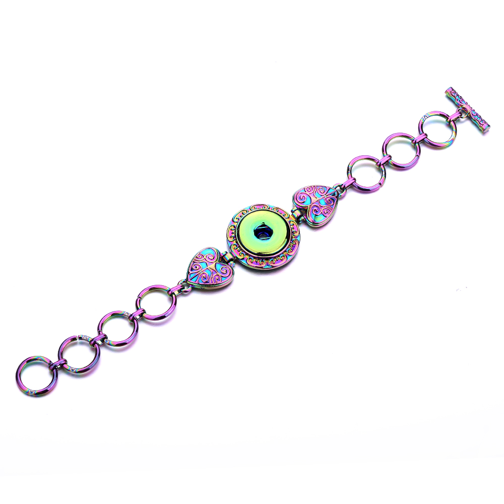 18mm snap button heart charm Bracelet silver gold link chain snaps buttons Bracelets Jewelry for women men