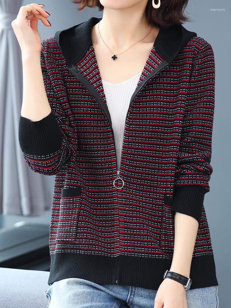 Women's Knits & Tees Stripe Cardigans Sweater Women Spring Long Sleeve Knitted Sweaters Coat With Hooded Slim Harajuku Zipper Cardigan Mari2, Black
Women's Knits & Tees Stripe Cardigans Sweater Women Spring Long Sleeve Knitted Sweaters Coat With Hooded Slim Harajuku Zipper Cardigan Mari2, Black