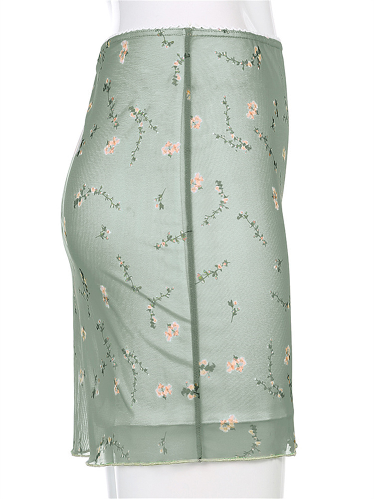 Floral Printed Twolayers Mini Skirts Harajuku Korean Retro Straight Skirt Women Aesthetic 90s Summer Outfits Cuteandpscho 220701