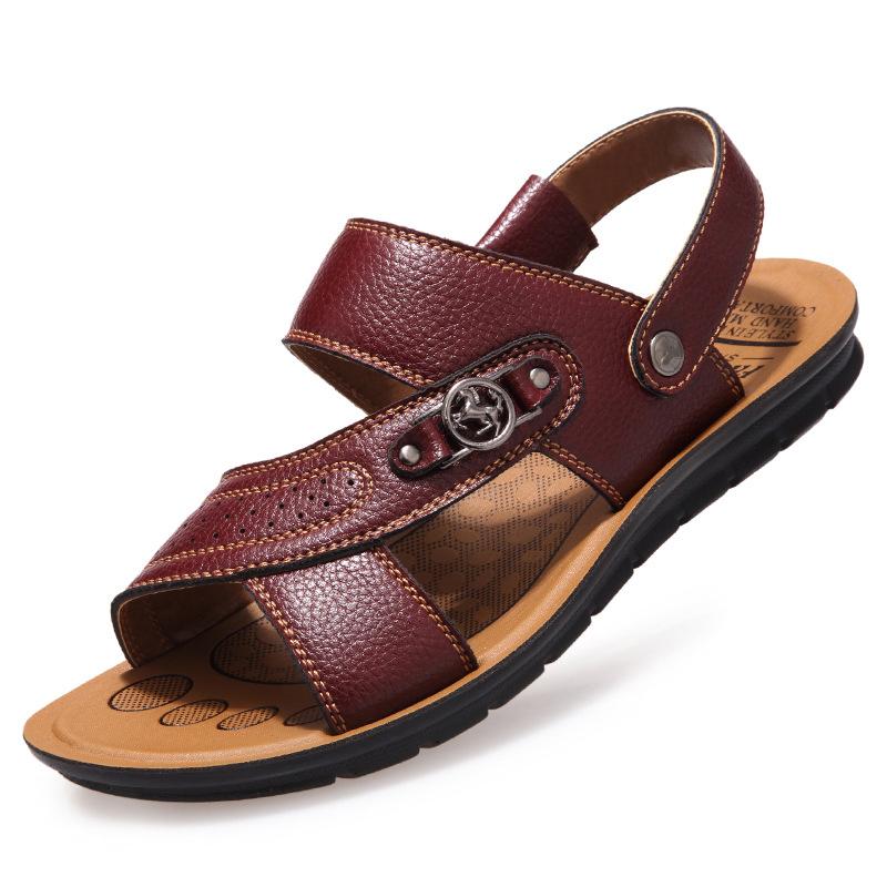 Sandals Summer Men's Genuine Leather Fashion Metal Buckle Slippers Male Casual Beach Shoes Men Flat Sandalias MSH252, Khaki
Sandals Summer Men's Genuine Leather Fashion Metal Buckle Slippers Male Casual Beach Shoes Men Flat Sandalias MSH252, Khaki