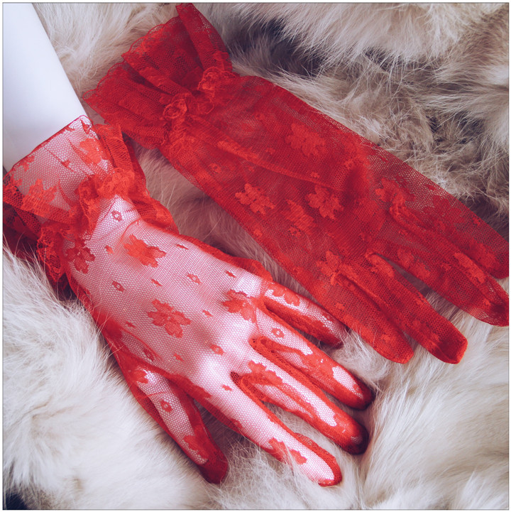 Bow Bridal Gloves Wedding Accessories Fashion Evening Gloves Lace Bowtie Bride Glove