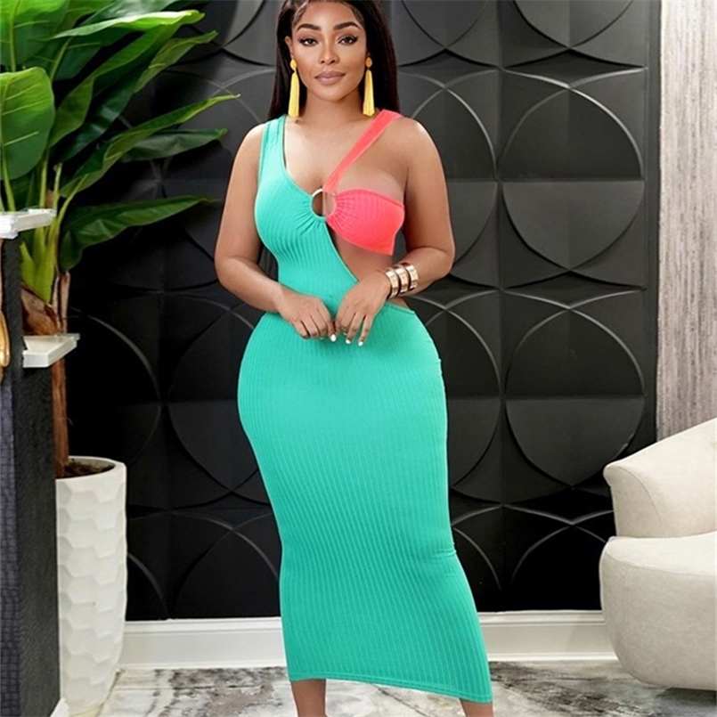 Kliou Ribbed Patchwork Maxi Dress Women Sexy Sleeveless Round Button Color Match Cut Out Cleavage Body Shaping Female Robe 220614, Green
Kliou Ribbed Patchwork Maxi Dress Women Sexy Sleeveless Round Button Color Match Cut Out Cleavage Body Shaping Female Robe 220614, Green