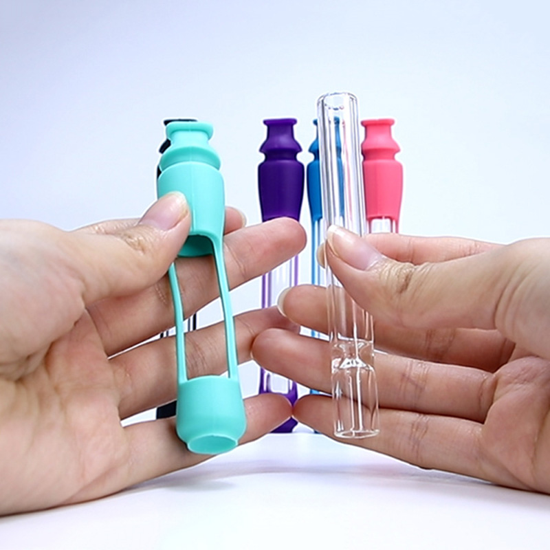 Glass Tobacco Pipe Cigarette Holder Tube Portable Smoke Filter Pipes Cigarettes Rods Smoking Accessories