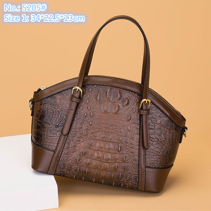 

Wholesale ladies leather bags large capacity three-piece embossed fashion handbag elegant crocodile pattern shell bag simple Joker Ribbon handbags, Brown11-5205#