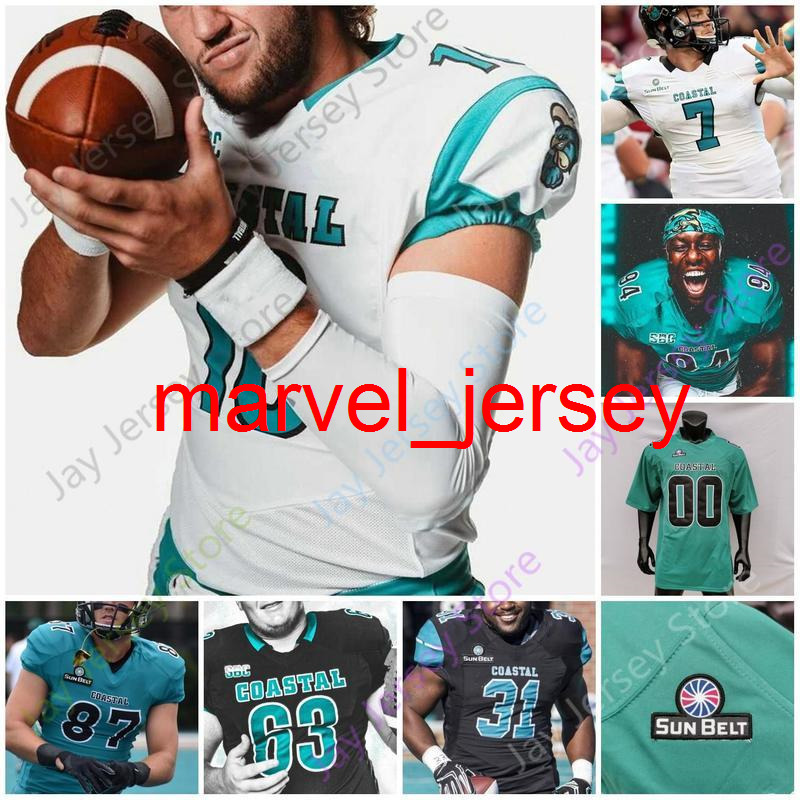 Custom Coastal Carolina Chanticleers Football Jersey NCAA College Grayson McCall CJ Marable Jaivon Heiligh Isaiah Likely Kelly Brewer Gunter, Black
Custom Coastal Carolina Chanticleers Football Jersey NCAA College Grayson McCall CJ Marable Jaivon Heiligh Isaiah Likely Kelly Brewer Gunter, Black
