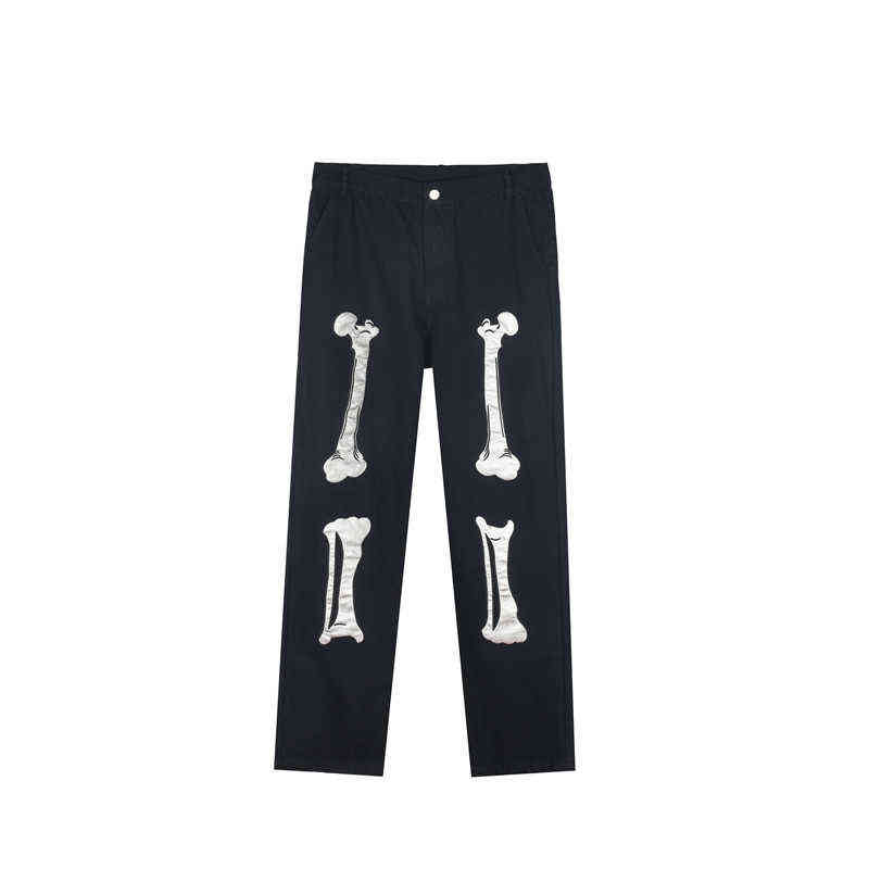 Men's Skull Jeans Jean Baggy Skeleton Pants Black Man Casual Trendyol Denim Trousers Streetwear Hip Hop FASHION Y2k Print X220714
