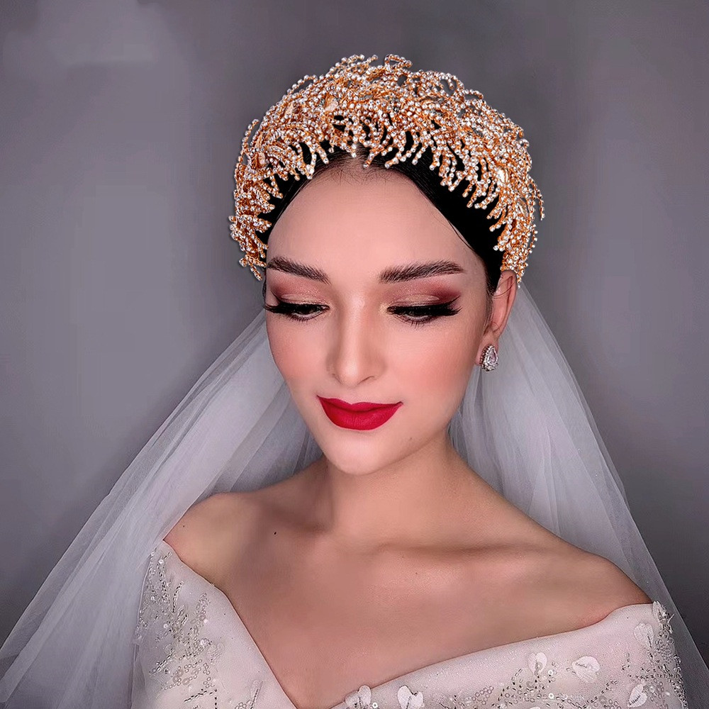Bridal Wedding Tiara Wide Hair Band Soft Silk Bridal Headwear Crown Rhinestone with Wedding Jewelry Hair Accessories Diamond Bridal Crowns Headpieces
