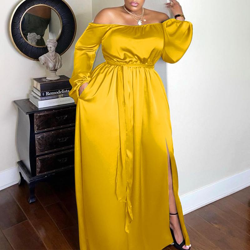 Casual Dresses Women Off Shoulder Dress 2022 VONDA Vintage Tunic Long Maxi Summer Beach Sundress Side Slit Vestido Robe Femme, A-yellow
Casual Dresses Women Off Shoulder Dress 2022 VONDA Vintage Tunic Long Maxi Summer Beach Sundress Side Slit Vestido Robe Femme, A-yellow