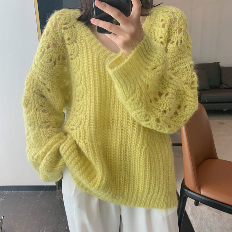 Woman Sweaters Korean Fashion Pullovers Long Sleeve V Neck Hollow Out Knitted Tops Casual Loose Female Large Size Jumpers, Blue
Woman Sweaters Korean Fashion Pullovers Long Sleeve V Neck Hollow Out Knitted Tops Casual Loose Female Large Size Jumpers, Blue