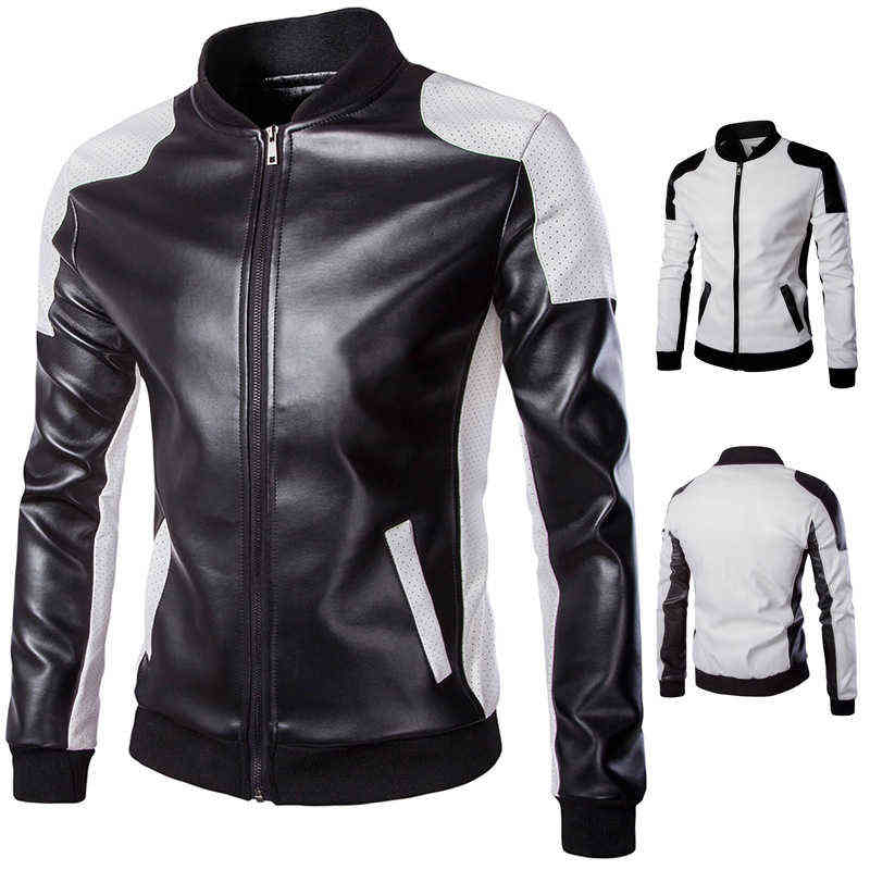 Male Stand Collar PU Leather Black and White Jacket Large Size Faux Leather Patchwork Jacket with Zipper 4xl Casual Coat Men T220728
Male Stand Collar PU Leather Black and White Jacket Large Size Faux Leather Patchwork Jacket with Zipper 4xl Casual Coat Men T220728