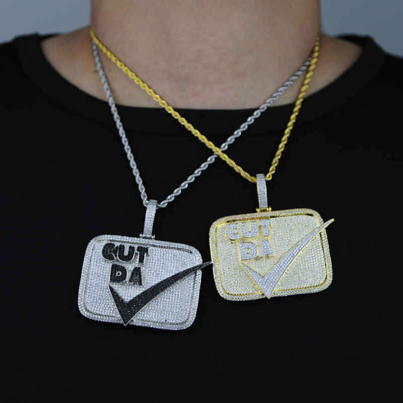Hip Hop Cool Letters Pendant Micro Pave Cubic Zirconia Bling Fashion Charm Necklaces Jewelry for Men Women