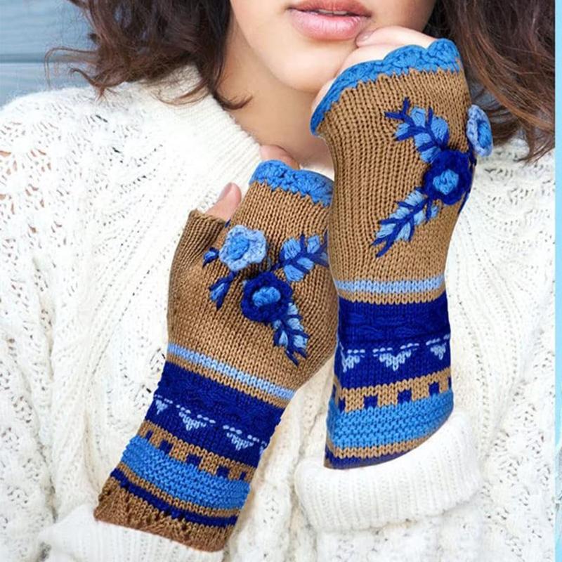 Five Fingers Gloves Vintage Knitted Glove Fingerless Mittens Knit With Floral Winter Fashion For Girls Warm Hand Warmers
Five Fingers Gloves Vintage Knitted Glove Fingerless Mittens Knit With Floral Winter Fashion For Girls Warm Hand Warmers