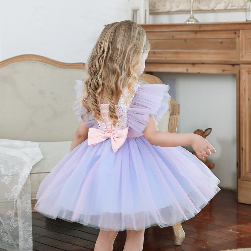 Girls Wedding Dress For Kids 3 8 Years Sequin Lace Tulle Princess Tutu Children Elegant Party Evening Formal Communion Prom Gown 220614