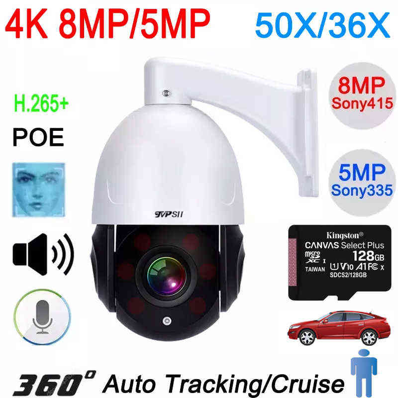 

Auto Tracking Face Detection 8MP 4K 5MP 415 H.265+ 50X 36X Zoom 360 Rotation Audio Outdoor ONVIF POE PTZ IP CCTV Camera H220429