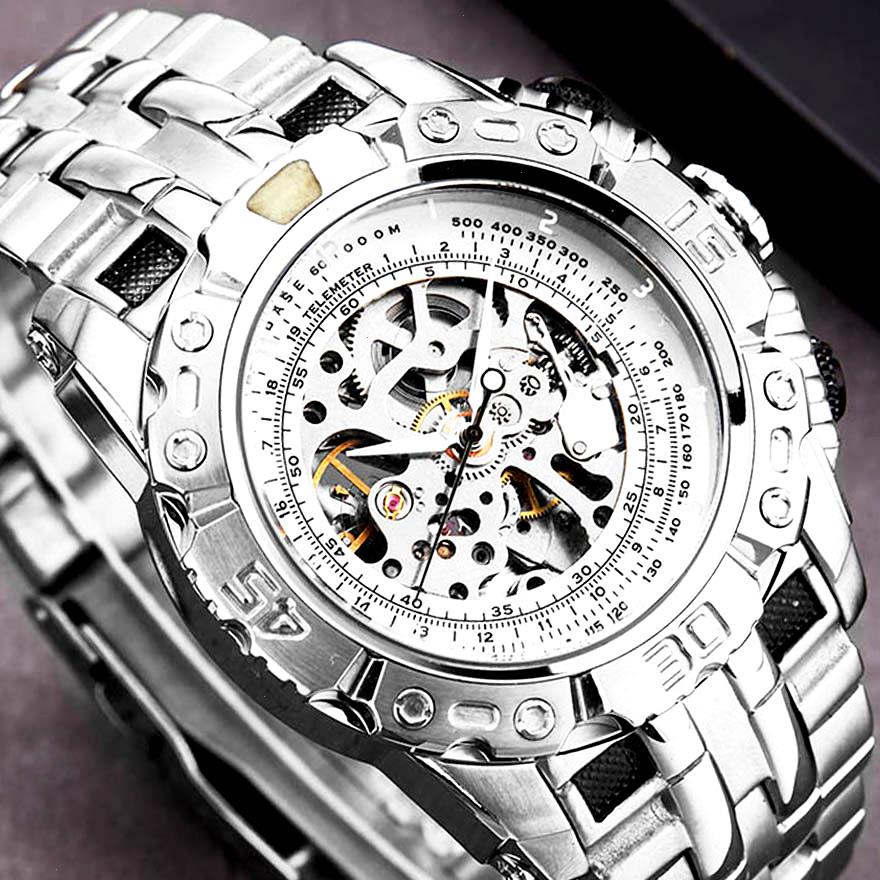 Luxury Silver Gold Automatic Mechanical Watch For Men Full Steel Skeleton Wristwatch Clock Over-sized Big Dial Relogio Masculino, Big sliver watch
Luxury Silver Gold Automatic Mechanical Watch For Men Full Steel Skeleton Wristwatch Clock Over-sized Big Dial Relogio Masculino, Big sliver watch