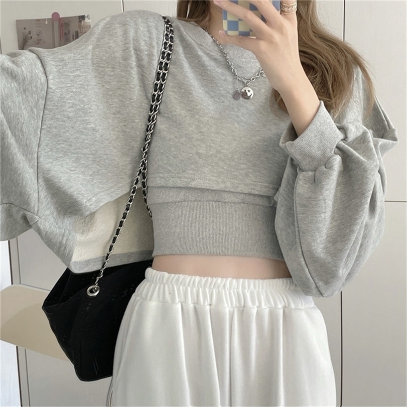 Women's Autumn Two-Piece Suit: Korean Style Hoodies And Crop Sweatshirt Sets