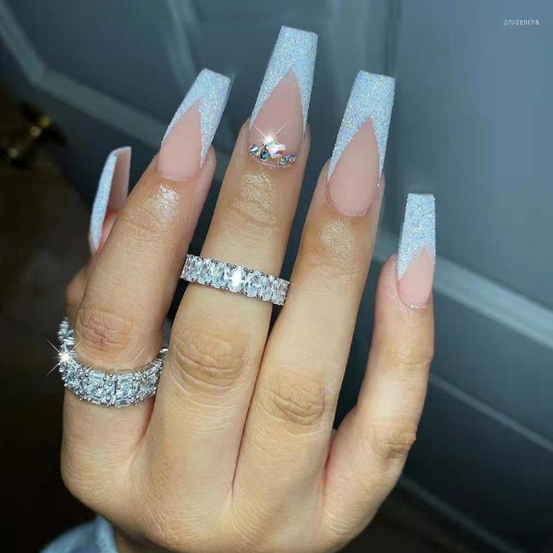 False Nails 24pcs Full Cover Long Detachable Coffin Sliver Glitter Wearable French Ballerina Fake Tips Press On Prud22, Only fake nails
False Nails 24pcs Full Cover Long Detachable Coffin Sliver Glitter Wearable French Ballerina Fake Tips Press On Prud22, Only fake nails
