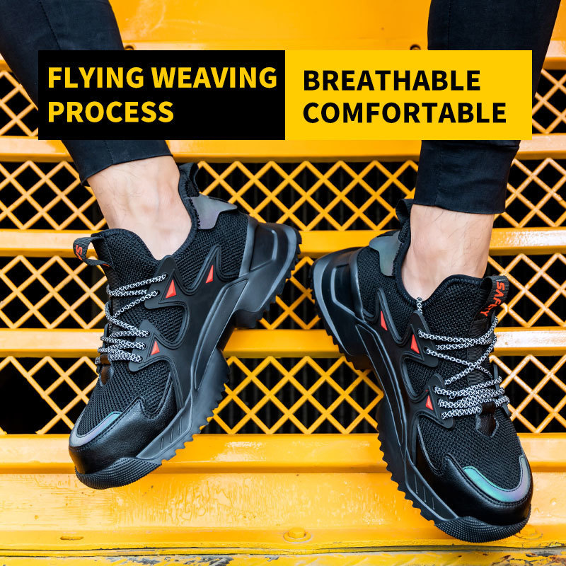 Men's Work Safety Shoes Steel Toe Construction Boots Sneakers Breathable Lightweight Indestructible Industry Shoes Male Footwear 220817