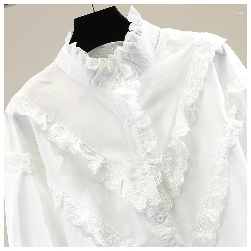 Lace Patchwork Stand-up Collar Loose Long-Sleeved Shirt For Women 2022 Spring Large Size Blue Blouse Lady White Top Blusa Women' Blouses
Lace Patchwork Stand-up Collar Loose Long-Sleeved Shirt For Women 2022 Spring Large Size Blue Blouse Lady White Top Blusa Women' Blouses
