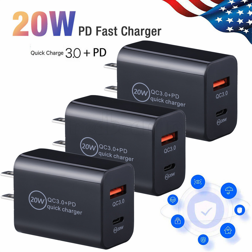 High Speed 20W 12W Fast Quick PD Charger Eu Us Home Travel Power Adapter USB-C QC3.0 Wall Charge Plugs For Iphone 12 13 14 Samsung tablet