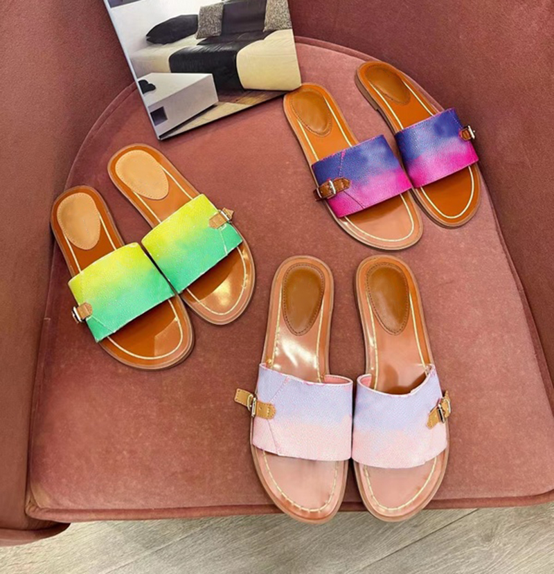 

Women Slippers Sandals LOCK IT FLAT MULE Sandal Canvas Fuchsia Pink Outdoor Slipper Summer Designer Top Luxury Fashion Ladies Beach Flat Flip Flops, #13