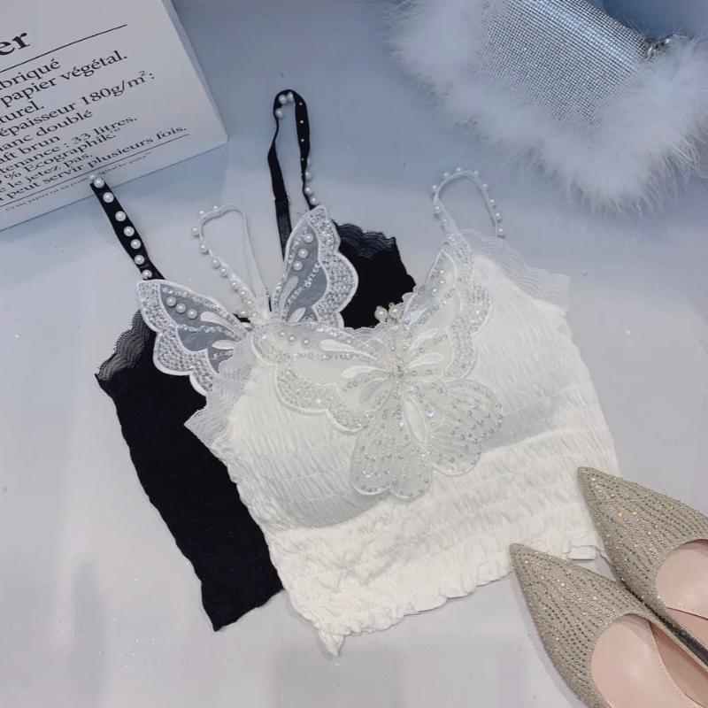 Women's Tanks & Camis Summer Women Lace Underwear Black White Crop Top Pearl Bow Embroidery Sequin Camisole Sexy Lingerie Y2k Tops Butterfly
Women's Tanks & Camis Summer Women Lace Underwear Black White Crop Top Pearl Bow Embroidery Sequin Camisole Sexy Lingerie Y2k Tops Butterfly