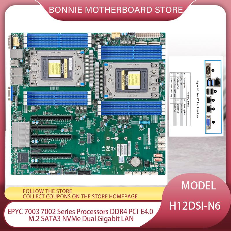 Motherboards H12DSi-N6 For Supermicro Server Motherboard EPYC 7003 7002 Series Processors DDR4 PCI-E4.0 M.2 SATA3 NVMe Dual Gigabit LAN
Motherboards H12DSi-N6 For Supermicro Server Motherboard EPYC 7003 7002 Series Processors DDR4 PCI-E4.0 M.2 SATA3 NVMe Dual Gigabit LAN