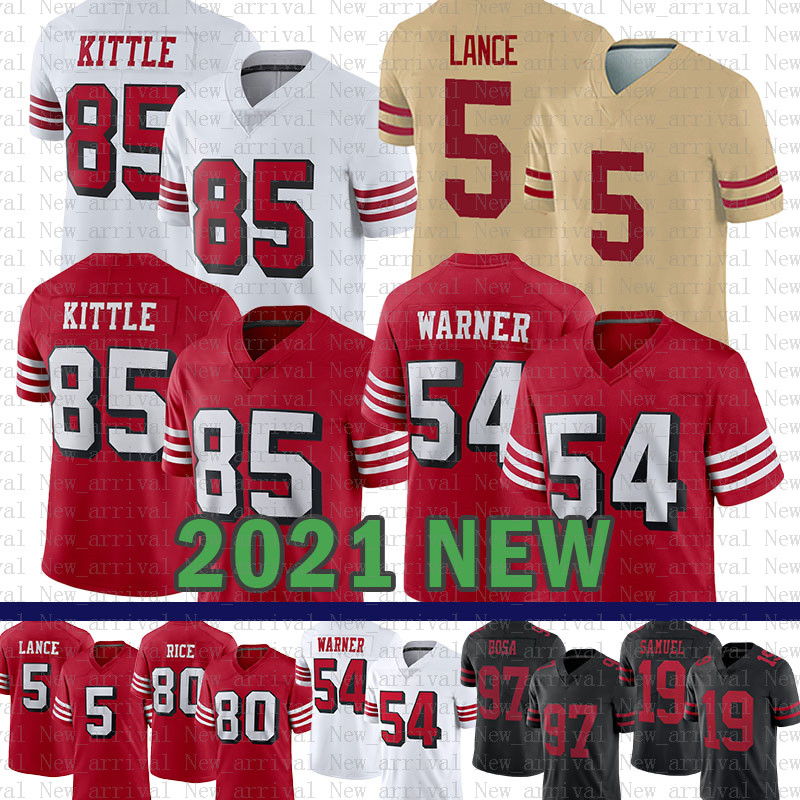 

85 George Kittle Nick Bosa Football Jersey 5 Trey Lance Deebo Samuel Fred Warner Jimmy Garoppolo Joe Montana Patrick Willis Steve Young Deion Sanders Jerry Rice Lott, Mens-49 r